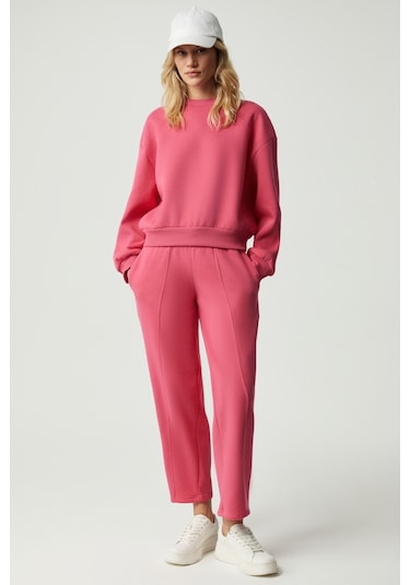 Ethıquet  MORGANS Kadın Geniş Paça Oversize Pembe Eşofman Altı