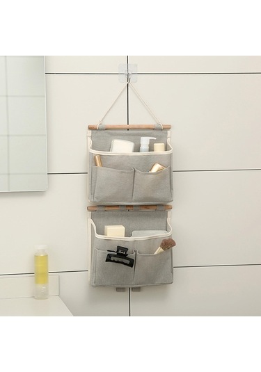 Suntek Duvara Monte Pratik Saklama Çantası 3 Cepler Banyo Gri Gri Diğer