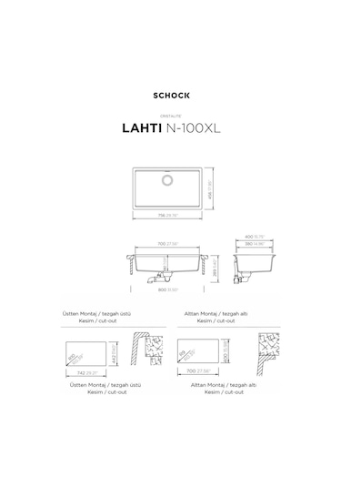 Schock - Lahti N100xl Onyx 70 Cm Tezgahaltı/tezgahüstü Granit Evye Diğer