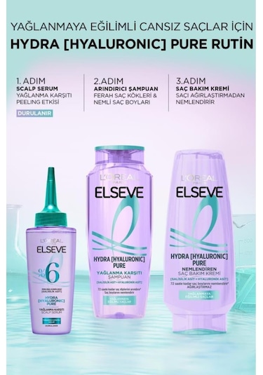 5'li Elseve Hydra Hyaluronic Pure Salisilik Asit Içeren Yağlanma Karşıtı Arındırıcı Şampuan 300ml pkt5lhydrapureshpset-10586