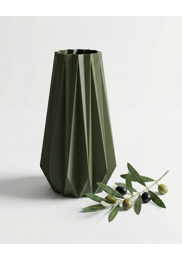 Elana Design Tria Vazo - Modern Tasarımlı Şık Çiçek Vazosu Yeşil