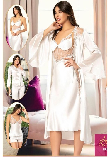 Xses 1005 Kadın Çeyizlik Saten 6'lı Takım-ekru Ekru