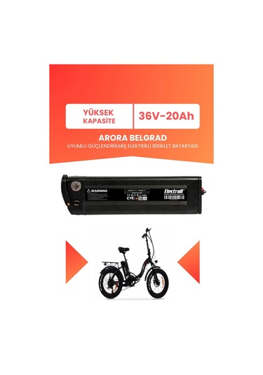 Arora Belgrad Uyumlu 36v 20ah Elektrikli Bisiklet Bataryası Siyah