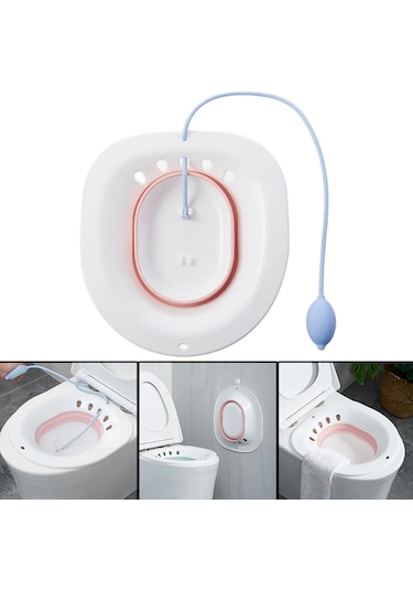 Suntek Sitz Banyo Yıkama Kalça Havzası Katlanır Portatif Bide Pembe+sifon