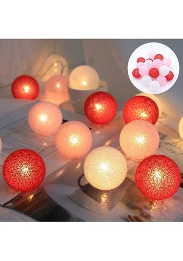 Besthome1 10 Işık Pembe Led Topu Zincir, 1.5m 3cm Pamuk, Odalar Dekorasyonu, Noel Doğum Festivalleri İçin Pembe