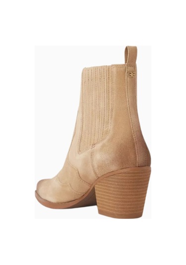 Sam Edelman West 60 Bej Süet Western Tarzı, Sivri Burun Orta Topuklu Kadın Bot