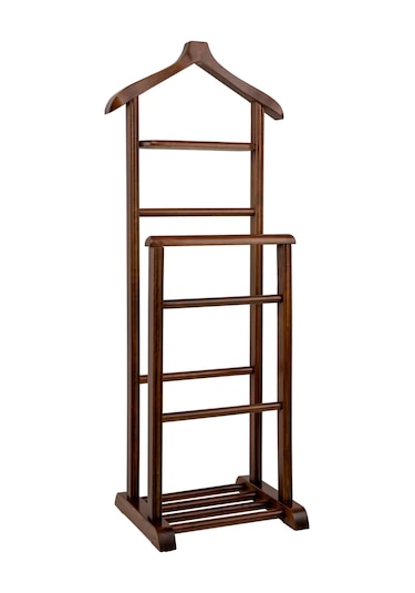 İkili Dilsiz Uşak Koyu Kahverengi Masif Ahşap Palto Ceket Cüppe Ahşap