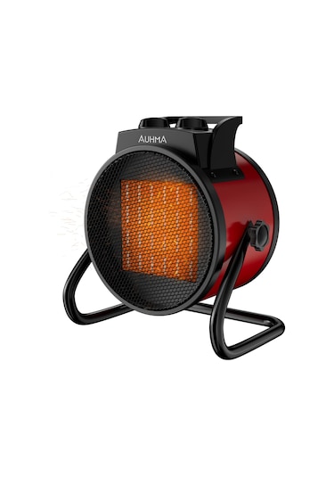 Auhma At1h Elektrikli Isıtıcı Fan Kırmızı 3000w Hızlı Isınma, 3 Kademeli Ayar, Sessiz Ptc Isıtma T