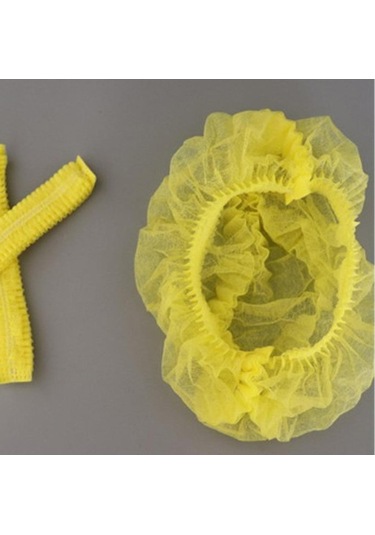 Trendooze Tek Sarı Şapkalar Restoran Mutfak Laboratuvarlar Kullanımlık Kuaför Endüstriyel On