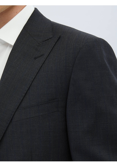 Kip Antrasit Çizgili Modern Fit Yün Karışımlı Takım Elbise 6 Drop Antrasit