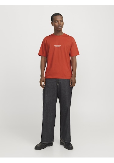 Jack & Jones Erkek Kabartma Logo Baskili Tişört - Vesterbro - 12240121 Summer Fig