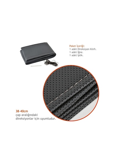Fox D-125 Dikmeli Noktalı 38 Cm Gri Direksiyon Kılıfı