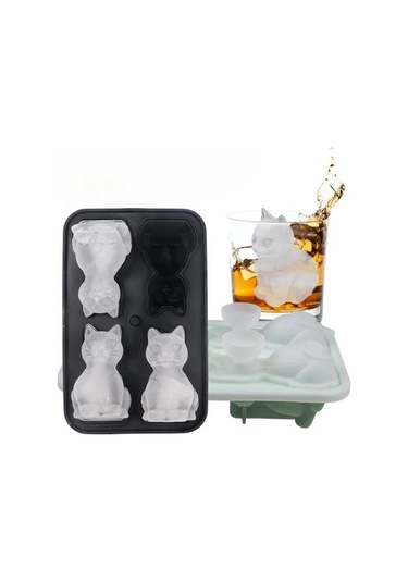 Ganzhoushop Topu Siyah Küp Buz Kalıbı Hayvan Figürlü 2'li Paket Silikon Küp - Ambition Pm Siyah