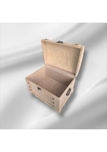 Ahşap Boyanabilir Takı-makyaj-aksesuar- Dekoratif Klipsli Orta Boy Çok Amaçlı Sandık Kutu