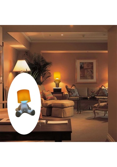 Modest Mike Yaramaz Gece Lambası Utangaç Çocuk Gece Lambası, Çocuk Masa Lambası Turuncu Ve Beyaz