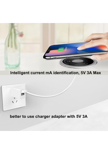 Hombey 15w Masaüstü Gömülü Kablosuz Şarj Cihazı - Usb-a/usb-c Hızlı Şarj, Qi Desteği, Siyah