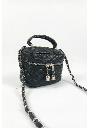 Glemix Leslie Siyah Kapitone Desen Kadın Kutu Crossbody Bag Siyah