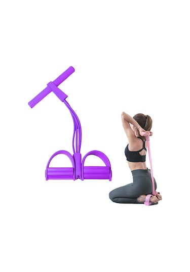 Fitness Pedal Ayak Bileği Çekme, Pedal Direnç Elastik Bant, 4/6 Tüp Elastik Yoga Pedalı Çekme Direnç Bandı, Çok Fonksiyonlu Pedal Çekme Direnç Bandı, Germe İçin Direnç Bantları Pur 6 Tüp Mor Koyu Mor