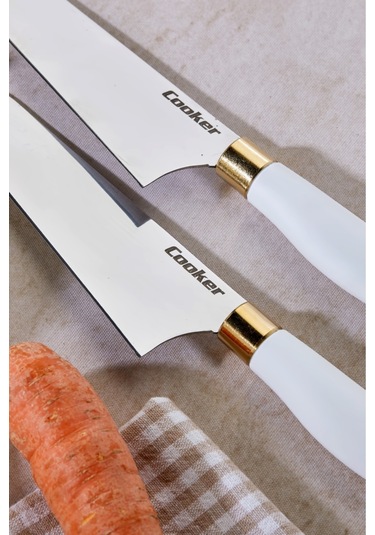 Cooker Lüx Model Paslanmaz Çelik Şef Bıçağı Beyaz Ckr3312 1 Adet Çelik