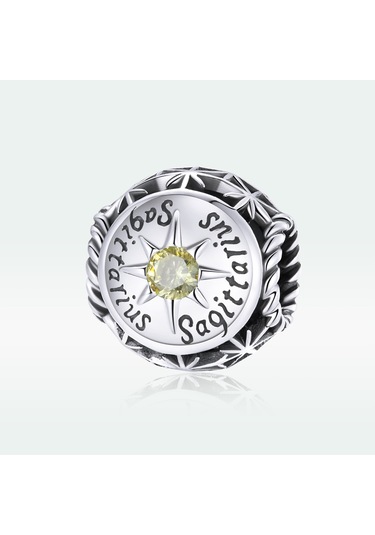 S925 Ayar Gümüş On İki Takımyıldızı Zirkon Boncuk Dıy Bilezik Kolye Aksesuarları, Stil: Yay Çok Renkli