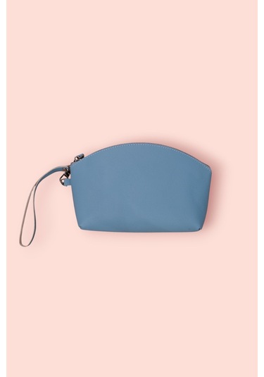 Modica Milan - Hakiki Deri Makyaj Ve El Çantası Kompakt Tasarım, Şık Ve Dayanıklı El Tutma Sapıyla Mavi