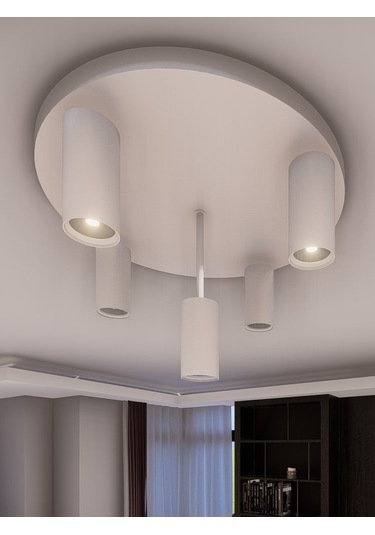 Miren Beyaz Sabit Başlıklı 5'li Spot Led Tavan Avizesi