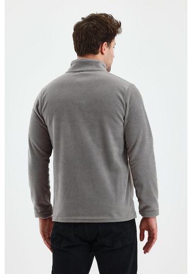 Erkek Outdoor Fermuarlı Polar Ceket Gri