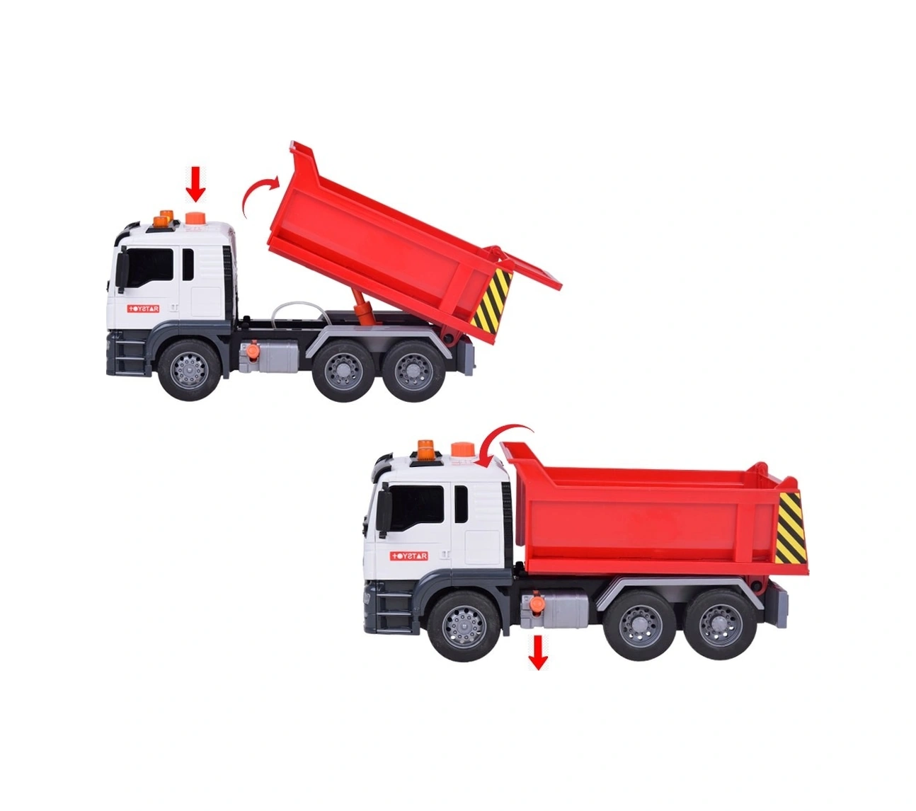 1:12 Sürtmeli Sesli Işıklı Kırmızı Damperli Oyuncak Kamyon