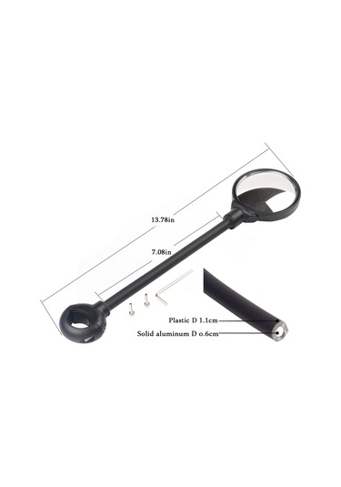 Jeemson Bisiklet Geri Görüş Aynası, 22-32mm Çaplı Direkler İçin, Akrilik+plastik+alüminyum, Siyah, Ayarlanabilir, 1 Çift