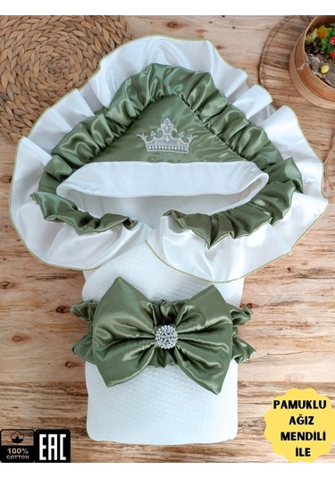 S.kahve Kız Erkek Bebek Battaniyesi Kundağı %100 Pamuklu Doğal Organik Uyku Hastane Çıkısı Yenidoğan Yeşil