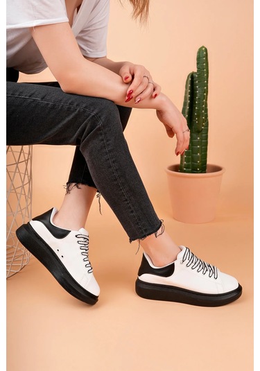 Luis A Costa Lc107 Beyaz Arka Siyah St Bağcıklı Kadın Ayakkabı Renkli