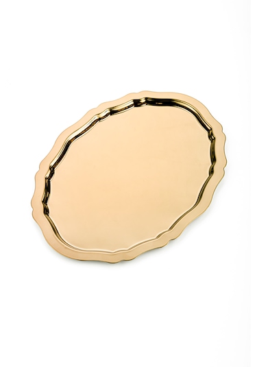 6 Adet Oval Dalgalı Sade Kahve Ve Sunum Tepsisi 20 Cm X 25 Cm