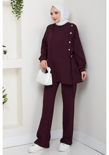 Çıtçıt Detaylı Oysho İkili Takım 1624 - Mürdüm Mürdüm