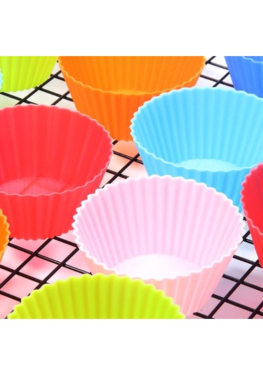 Pişirme Gerekli 24 Paket Yuvarlak Şekilli Silikon Kek Kalıbı Muffin Bardak Sabun Kalıp Puding Jöle Kalıpları