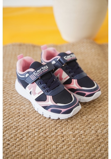 D0130 Cırtlı Çocuk Unisex Sneaker Spor Ayakkabı Lacivert