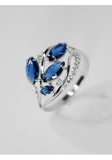 Lapshov Safirli Gümüş Yüzük 11221111 Mavi
