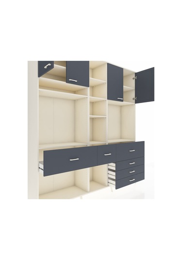 Hyperion Dolap 11 Raflı 6 Çekmeceli 4 Kapaklı 220x44x243 Aytaşı-antrasit/antrasit Antrasıt/antrasıt