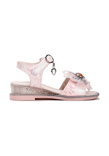 Kiko Kids Pige Fiyonklu Kız Çocuk Sandalet Ayakkabı Pudra Pudra