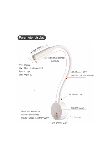 Reedark 360 Ayarlanabilir Led Duvar Lambası - 3w Usb Okuma Aydınlatma, 2'li Set Beyaz