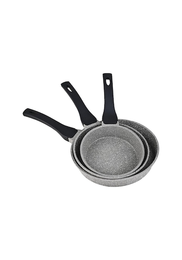 VENÜS 3 Parça Döküm Mini Tava Seti - Gri (18 CM-22 CM-26 CM)
