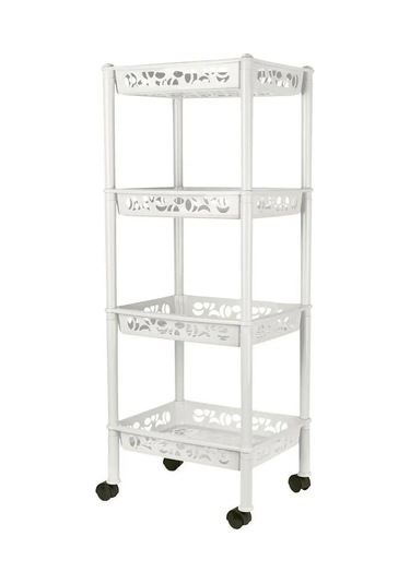 Keeplex 4 Bölmeli Tekerlekli Zemin Rafı 146122093 Beyaz