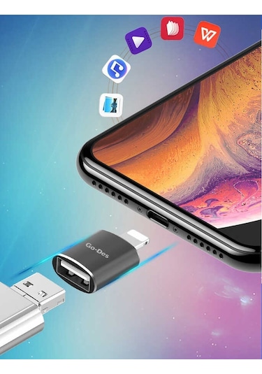Go Des GD-CT056 USB to Lightning OTG Adaptör Tak & Çalıştır - ZORE-257769 Siyah