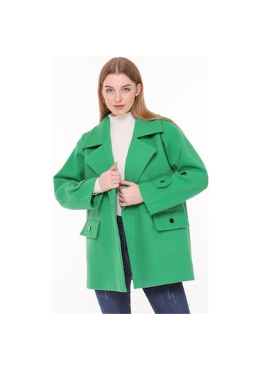 Dip Moda Kadın Kısa Yün Kaşe Kaban Dppltn04 - Benetton Yeşili Yeşil