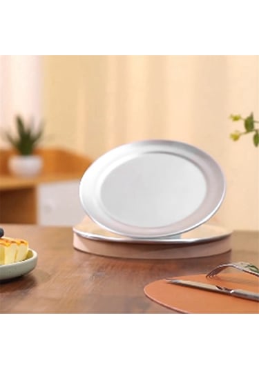 10 İnç Genişliğinde Kenarlı Alüminyum Pizza Tepsisi Gümüş