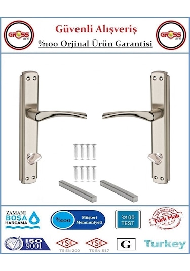 Bravo Wc Banyo Kapı Kolu - Nikel Kaplı - 1 Takım Ön Ve Arka - Sol