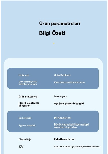 Usb Çok Fonksiyonlu Katlanır Sirkülasyon Fanıuygun Beyaz