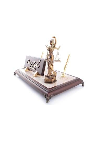 Ahşap Masa İsimliği - Themis Adalet Heykelli - İsimlik