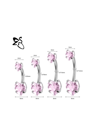 Zs 14g Paslanmaz Çelik Göbek Piercingi 6/8/10/12 Mm Cz Kristal Takı Whıte/kırmızı