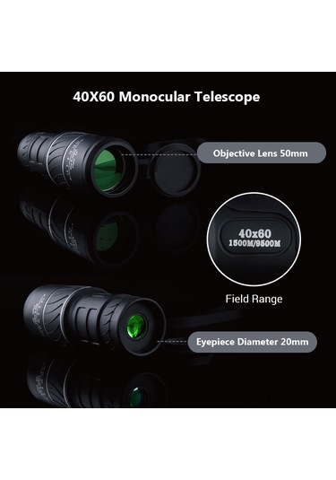 Suofeng 40x Bak4 Prisma Fmc Yeşil Filmi Monoküler, Yüksek Çözünürlük, Işık Geçirimi, El Kayışı, Siyah, Outdoor Etkinlikler İçin Gökyüzü, Kuş, Spor