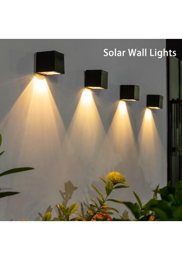Led Güneş Işığı Açık Bahçe Kare Duvar Lambası Açık Avlu Bahçe Altın - Siyah